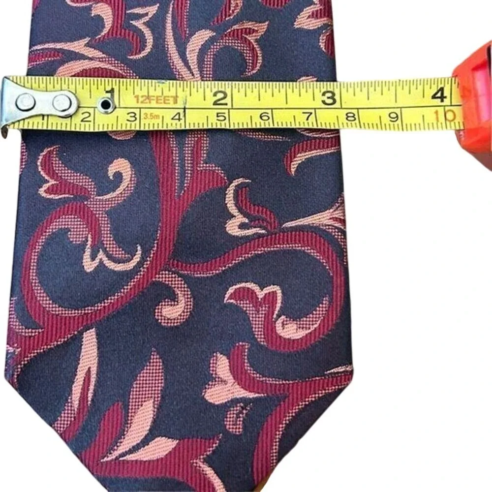 Alfani Men's Tie Dark Gray Red Floral Pattern‎ Silk Blend Business Formal